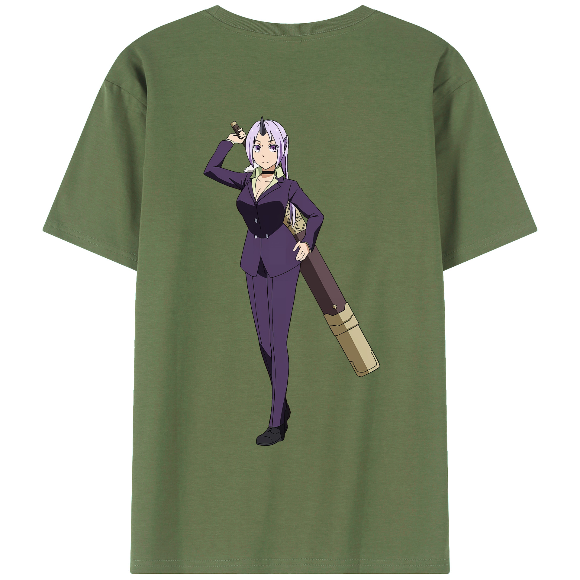 （画像用） 転スラ Regarding Reincarnated to Slime 綿100％ メンズ半袖Tシャツ（バックプリント） 通気性